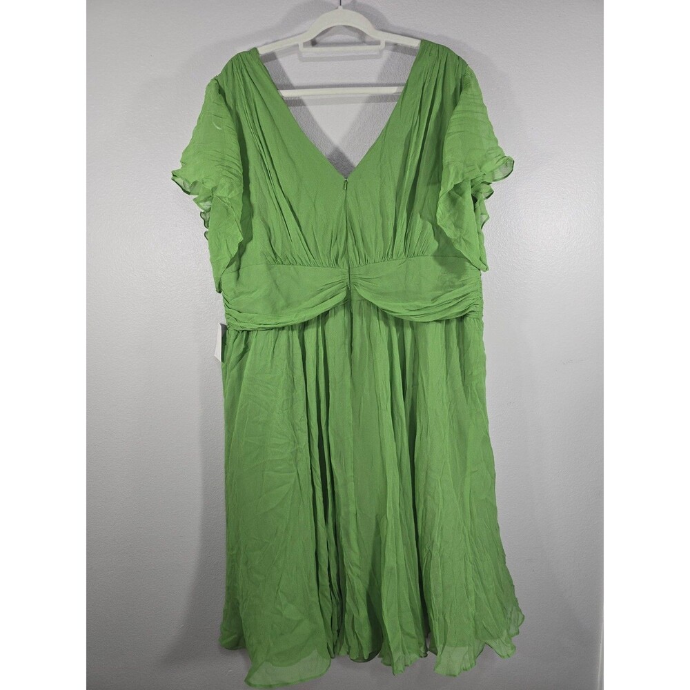 Suzi Chin For Maggy Boutique Green Silk Dress Size 22W  Event Evening Dress BX - Picture 5 of 8